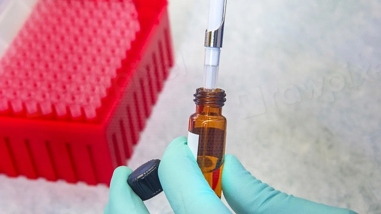 A scientist testing a sample